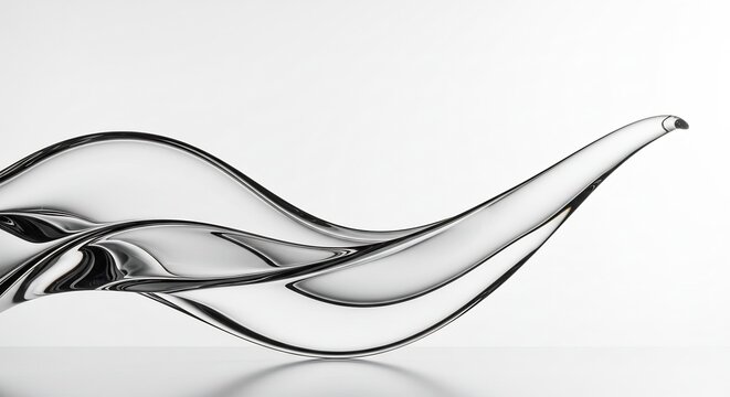 透明なガラス彫刻 優雅に波打つ曲線 光沢感美しい. AI Generated