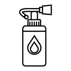 Black outline icon of a fire extinguisher with a flame symbol on a white background safety emergency