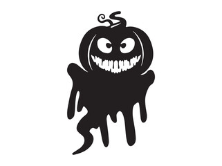 Fototapeta premium Ghost Pumpkin Scary Face Line Art