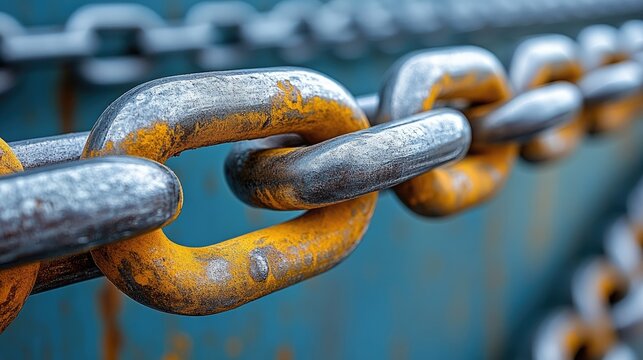 Chain links made from metallic textures, seamlessly connected to show trust and reliable teamwork