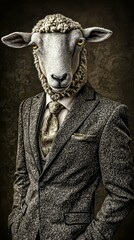 Anthropomorphic sheep presents a modern fashion statement.