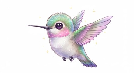 Fototapeta premium 小さなハチドリ 柔らかな光に包まれ 羽ばたく 愛らしい. AI Generated