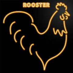 rooster neon sign, modern glowing banner design, colorful modern design trends on black background. Vector illustration. © Oleh