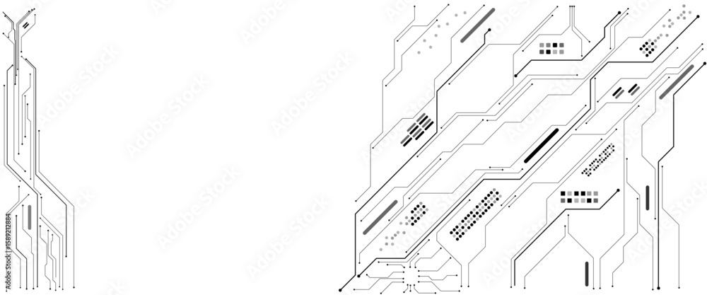 Fototapete abstract technology black circuit board texture or pattern. web background design with text.
