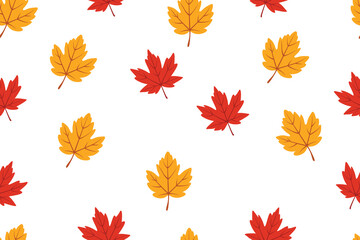 Red and Yellow Maple Leaves Seamless Pattern
