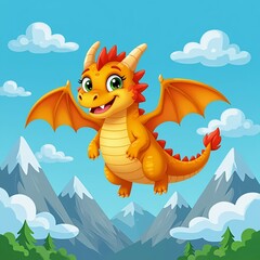 Obraz premium cute baby dragon in mountains 
