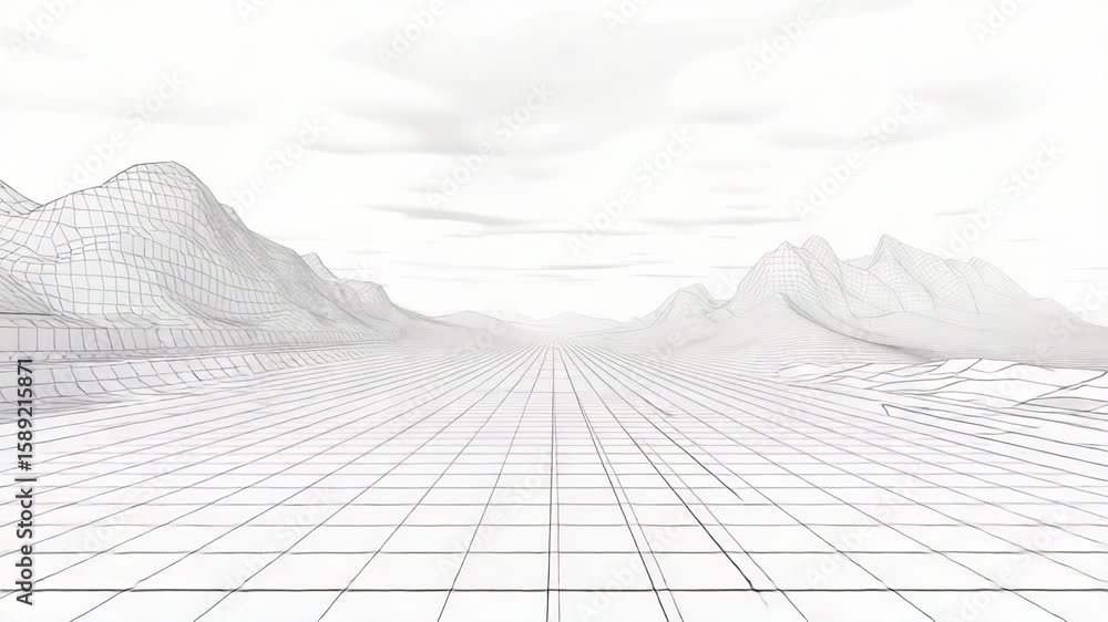 Poster a mountain range with a grid of lines for surveying or mapping purposes