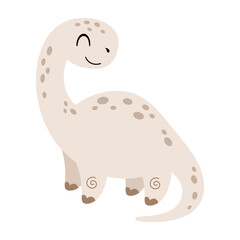 Brontosaurus dinosaur clipart, cute isolated cartoon character. Vector illustration