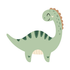 Stegosaurus dinosaur clipart, cute isolated cartoon character. Vector illustration