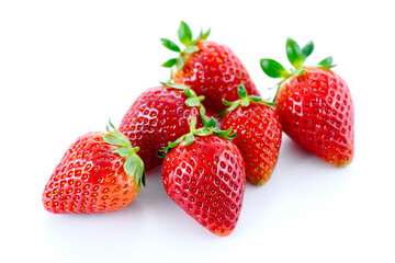 fresh red strawberries isolated on white background
