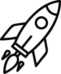 Simple Outline Rocket Ship Icon Vector

