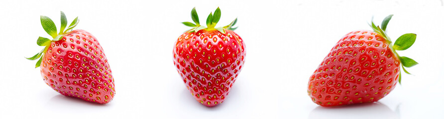 fresh red strawberries isolated on white background