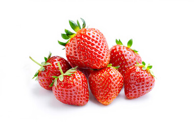 fresh red strawberries isolated on white background