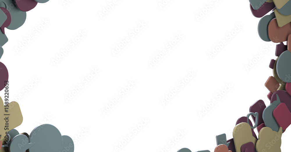 Poster 3d rendering flying email icon and web flying