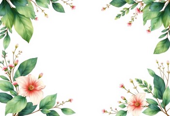 Fototapeta premium Elegant watercolor foliage wedding invitation templates with lush greenery and delicate floral details, stationery, wedding invitation