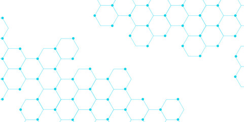 Science network pattern blue Hexagonal abstract background. Big Data Visualization structure elements . Health care and science medical pattern innovation. Template design with concept Dots and lines.