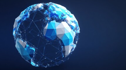 Abstract, polygonal Earth, digital network