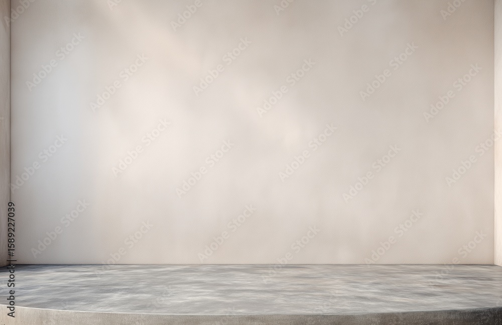 Poster abstract beige wall texture with realistic aged concrete surface and minimal floor, 3d rendered empt
