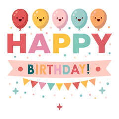 cheerful happy birthday wishes isolated on white background