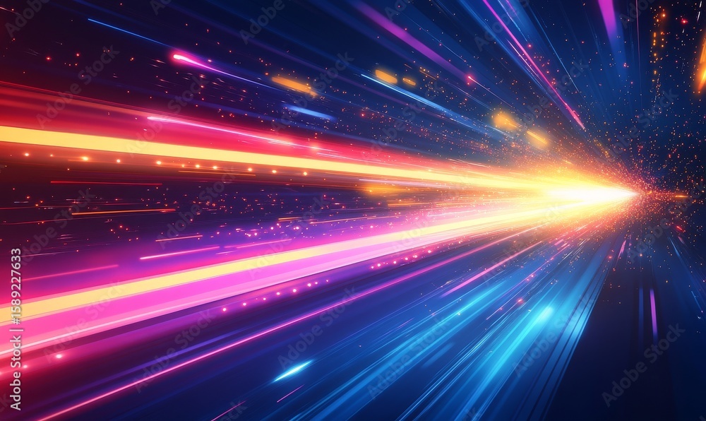 Poster vibrant light streaks creating a dynamic visual effect in an abstract design at night