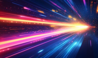 Naklejka premium Vibrant Light Streaks Creating a Dynamic Visual Effect in an Abstract Design at Night