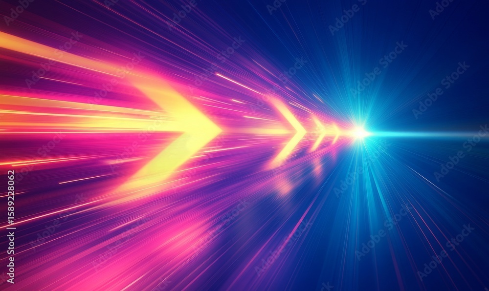 Poster vibrant light trails create dynamic energy in abstract digital art display.