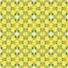 Hand-Drawn Thai Floral Seamless Pattern on White Background