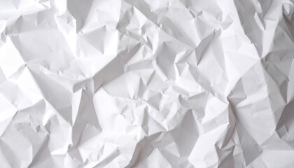 Crumpled White Paper Texture with Visible Creases and Soft Lighting