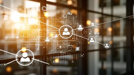 Abstract Digital Network Connections with Glowing Light and Data Communication - Powered by Adobe