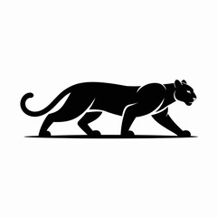 Black Panther Silhouette Vector Wild Animal Graphic in Predatory Stalk Pose for Logo or Design Use