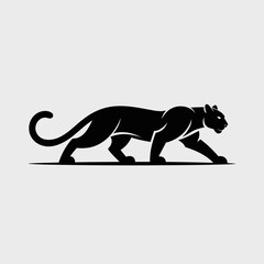 Black Panther Silhouette Vector Wild Animal Graphic in Predatory Stalk Pose for Logo or Design Use