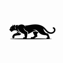 Black Panther Silhouette Vector Wild Animal Graphic in Predatory Stalk Pose for Logo or Design Use