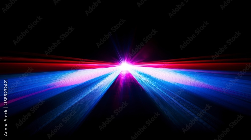 Poster abstract light streaks radiating from a central point, creating a dynamic and energetic composition.