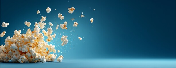 Popcorn Splash: A close-up view of popcorn exploding, a captivating image for cinema goers.