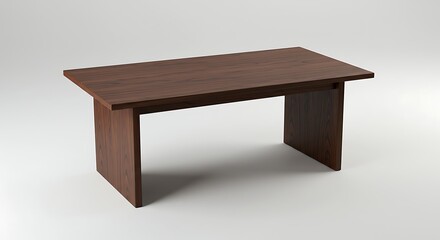 A classic rectangular coffee table in dark walnut with a smooth polished surface, standing alone on white.

