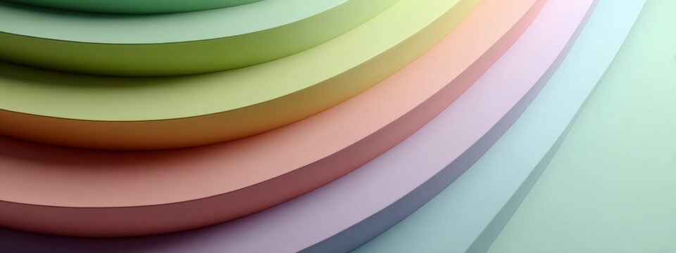 Soft pastel layered geometrics forming harmonious chaotic background for vibrant marketing presentations and corporate visual identity applications