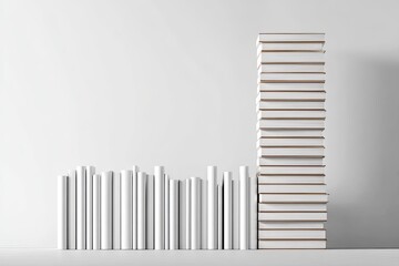 Obraz premium White books, stacked high, minimalist