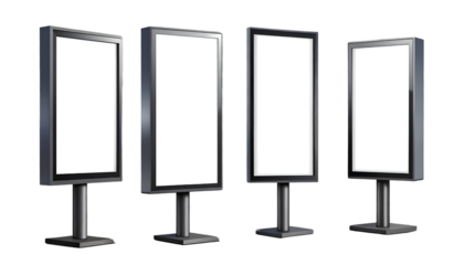 Street Advertising Lightbox Sign Mockup – Empty Vertical Display in Multiple Positions, Vector PNG