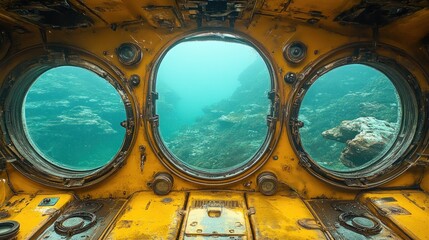 Yellow Submarine Portholes View Coral