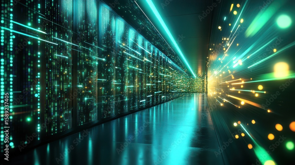 Wall mural futuristic abstract glowing background with light effects and patterns