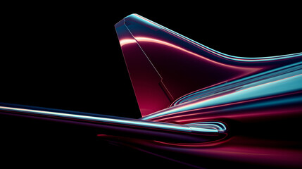 Close view of an airplane tail with clear details, showing aviation design, travel concept, and modern aircraft structure against a simple background.