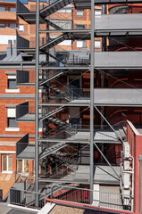 Metal Emergency Staircase of Residential Building with Modern Industrial Design