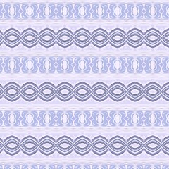 Delicate horizontal pattern with alternating ornamental and geometric bands. Symmetrical design in pale blue and lavender hues