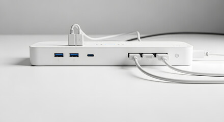 Modern USB Hub With Multiple Connected Cables
