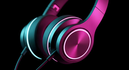 Over-Ear Headphones With Metallic Finish and Neon Lighting
