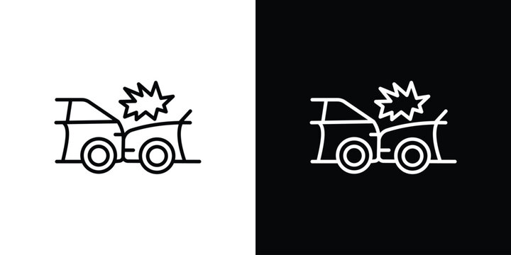 Rear end collision icon website stock illustration. stroke symbols