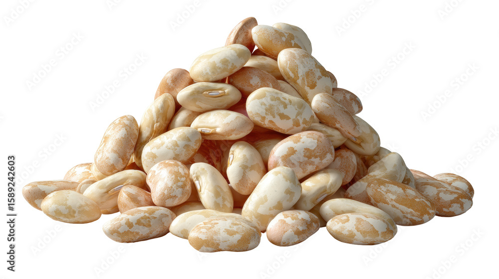 Poster pile of isolated beans on transparent background with natural texture and soft light