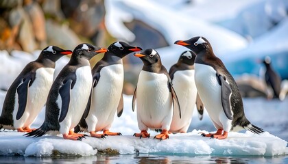 Obraz premium Penguins on ice