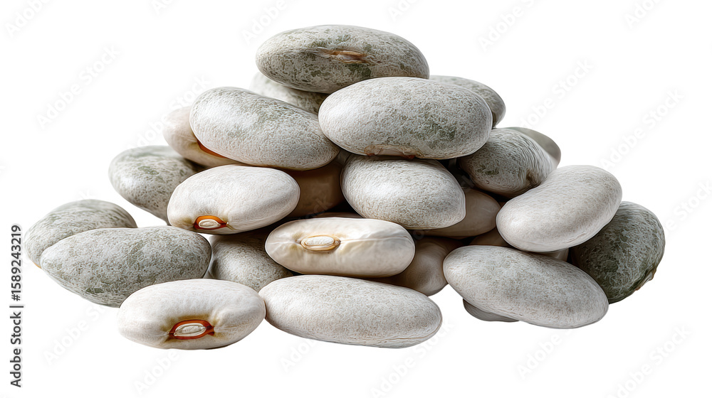 Poster white beans isolated on transparent background with natural texture and detail
