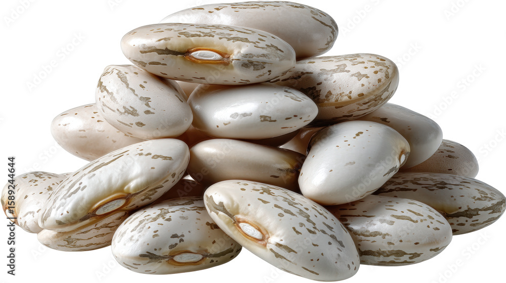 Poster pinto bean isolated on transparent background with natural texture and light color